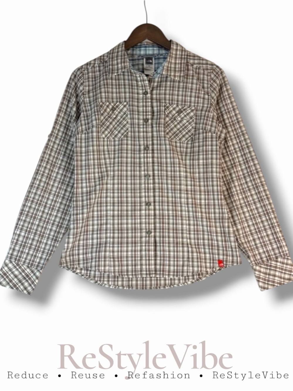 THE NORTH FACE Women’s Size M Shirt Plaid Long Sleeve Button Down Embroidered